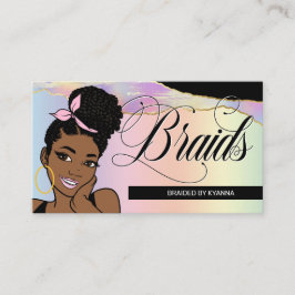 Hårsalon, Braid Stylist, Braiding, Söt Pastel Visitkort