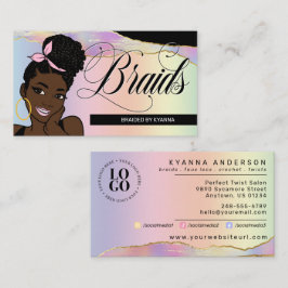 Hårsalon, Braid Stylist, Braiding, Söt Pastel Visitkort