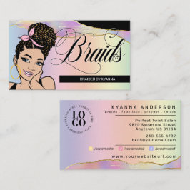 Hårsalon, Braid Stylist, Braiding, Söt Pastel Visitkort
