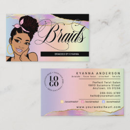 Hårsalon, Braid Stylist, Braiding, Söt Pastel Visitkort
