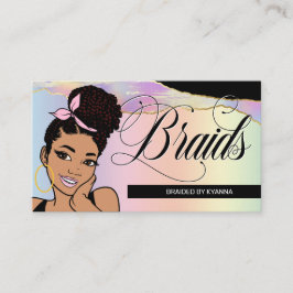 Hårsalon, Braid Stylist, Braiding, Söt Pastel Visitkort