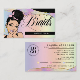 Hårsalon, Braid Stylist, Braiding, Söt Pastel Visitkort