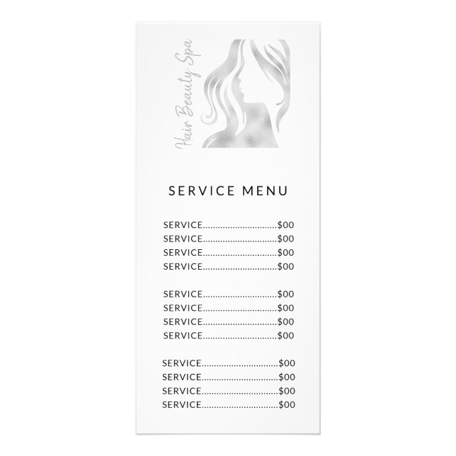 Hårsalon elegant logotyp silver vit servicemöte reklamkort (Framsidan)