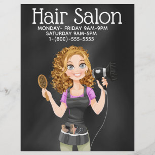 Hårsalon för Chalkboard Hair Salon Promotional Fly Reklamblad