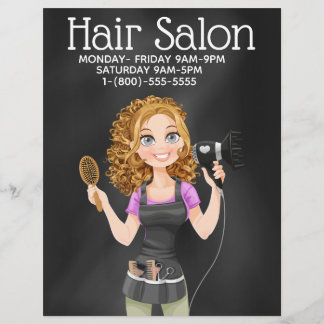 Hårsalon för Chalkboard Hair Salon Promotional Fly Reklamblad