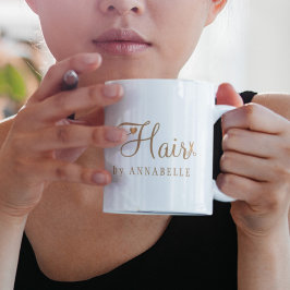 Hårsalon namn personlig guld typografi logotyp kaffemugg