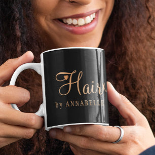 Hårsalon namn personlig guld typografi logotyp kaffemugg