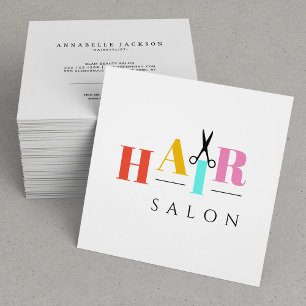 Hårsalon stor typografi sax hårstylist fyrkantigt visitkort