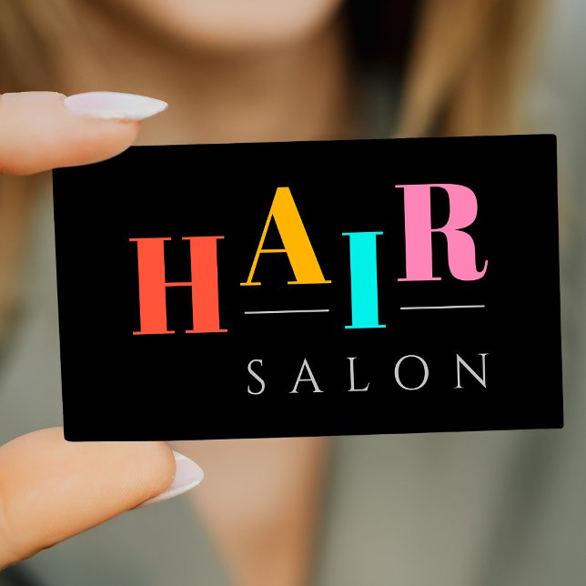 Hårsalonfärgad typografi modern hårfrisör visitkort (Skapare uppladdad)