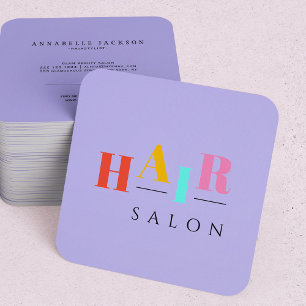 Hårsalonfärgad typografi modern hårstylist fyrkantigt visitkort