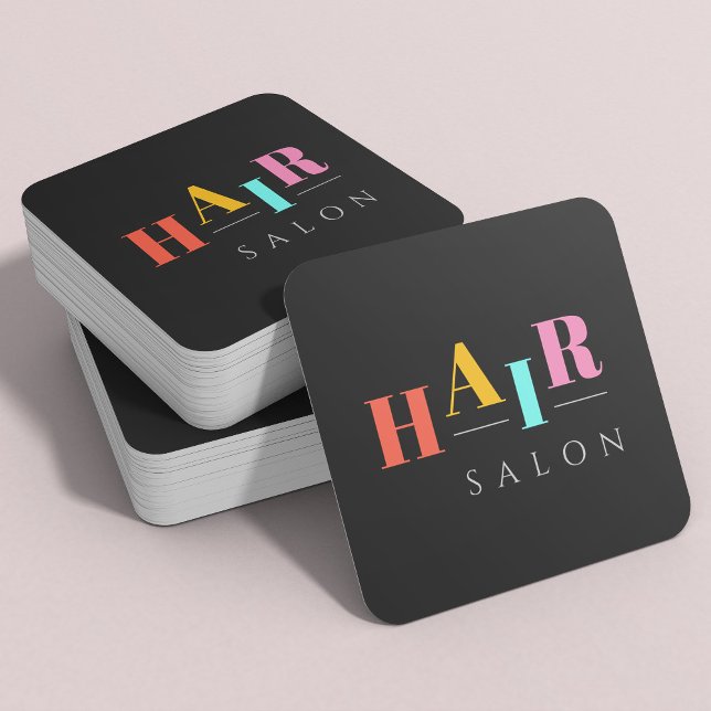 Hårsalonfärgad typografi modern hårstylist fyrkantigt visitkort (Skapare uppladdad)