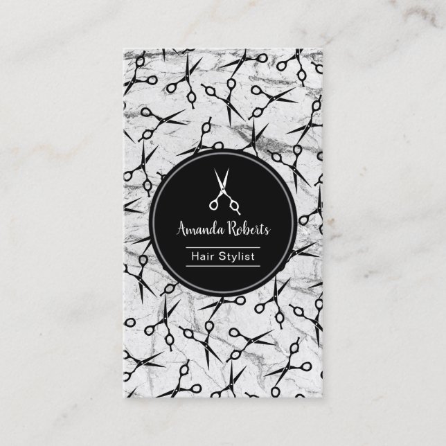 Hårsalongen Scissor mönstermarmortidsbeställning Tidsbeställning Kort (Framsida)