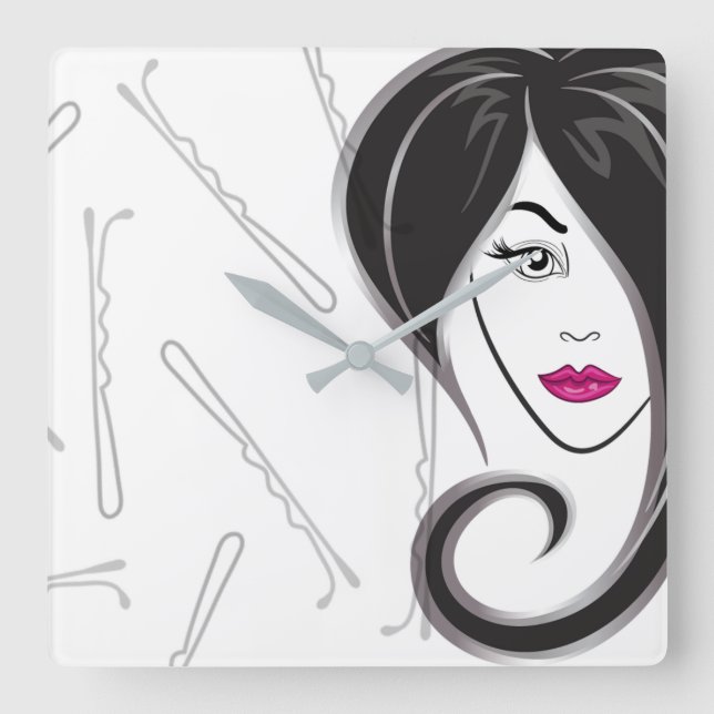 hårsalongen tar tid på fyrkantig klocka (Framsida)