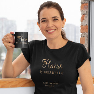Hårsalonpersonalens personlig svart och guld t shirt