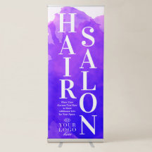 Hårsalontecken för Lila av vattenfärg Lodrät