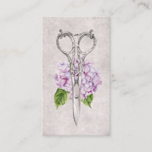 Hårschizolist Antique Sissor & Lila Flower Visitkort
