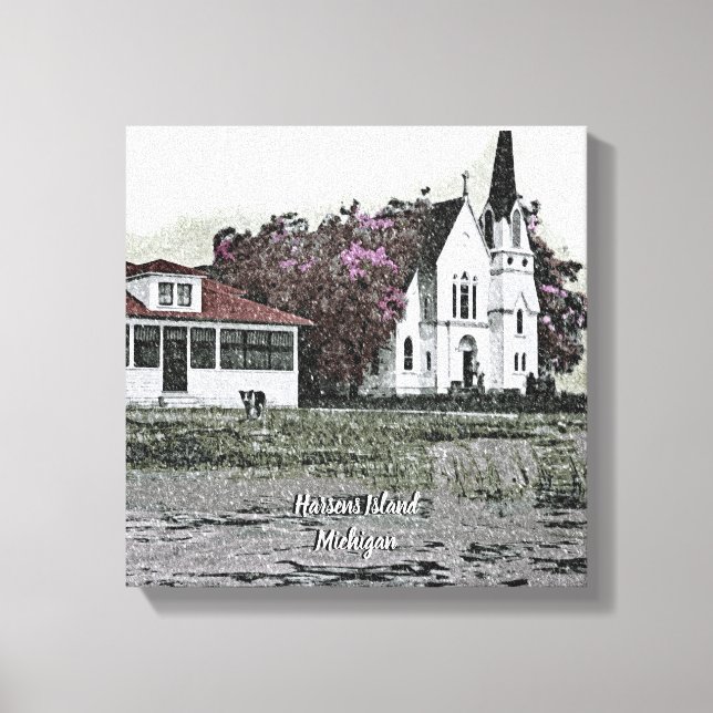 Harsens Island Michigan St Marks Church 1925 Canvastryck (Framsida)
