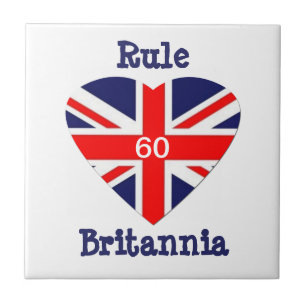 Härska Britannia! hjärta för jack 60-Union Kakelplatta