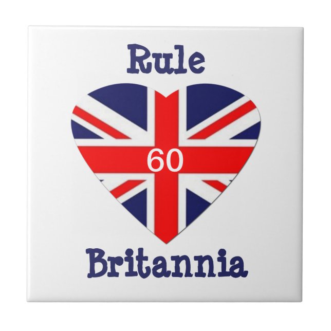 Härska Britannia! hjärta för jack 60-Union Kakelplatta (Framsidan)