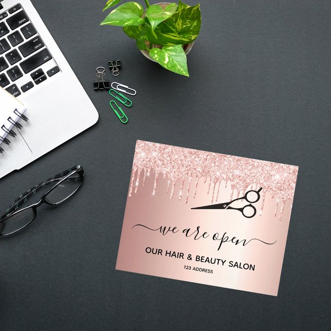 Hårskönhetssalon ro guld glitter dropp flygblad (Skapare uppladdad)