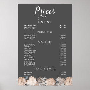 Hårskönhetssalong Frisör Meny Pris Poster