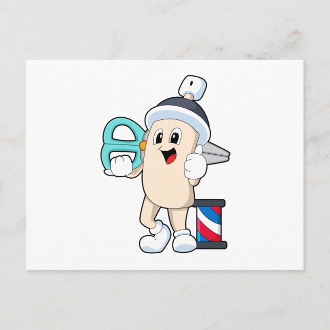 Hårspray som frisör med sax vykort (Framsida)