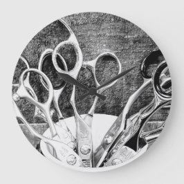 Hårstidslista - saxar - väggklocka