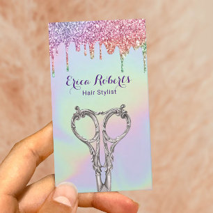 Hårstidssalon i Holograf Glitter Drifts Hair Styli Visitkort