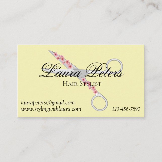 Hårstidssax - modernt Affärskort Visitkort (Framsida)