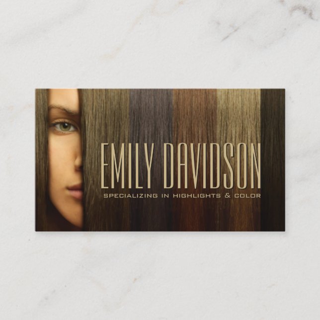 Hårstil specialiserat på högdagrar och Färg Visitkort (Framsida)