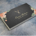 Hårstilist Blommigt Vintage Elegant Black & Guld Visitkort<br><div class="desc">Hair Stylist Vintage Blommigt Elegant Black & Guld Affärskort.</div>