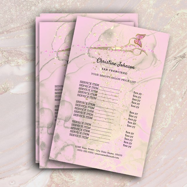 hårstilist rosa pris lista flygblad (Skapare uppladdad)