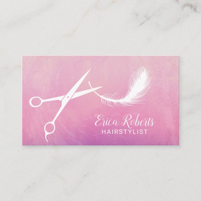 Hårstilscissor och ludd Elegantens vattenfärg Visitkort (Framsida)