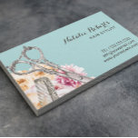 Hårstilslista Blommigt Vintage Teal Möte Tidsbeställning Kort<br><div class="desc">Hair Stylist Vintage Scissor Blommigt Teal Möte Reminder Card.</div>