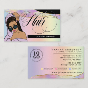 Hårstylist, Braids, Locs, Salon, Anpassningsbar Lo Visitkort