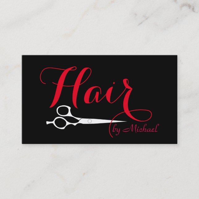 Hårstylist Elegant Svart Bakgrund #4 Visitkort (Framsida)