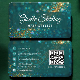 Hårstylist Grön QR-kod Visitkort