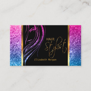 Hårstylist i en flickaktigt färgrik glitter⭐ visitkort