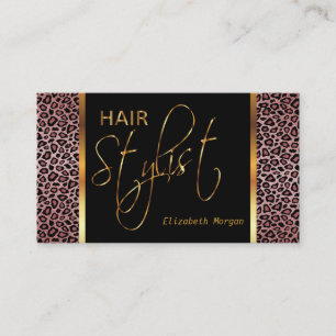 Hårstylist i ett dammigt rosa Leopardtryck Visitkort