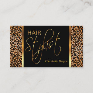 Hårstylist i ett guld- brunt Leopardtryck Visitkort