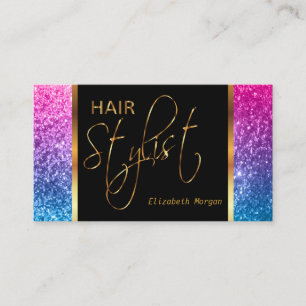 Hårstylist i färgrikt glitter visitkort