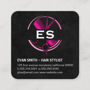 Hårstylist Logotyp Monogram Fyrkantigt Visitkort