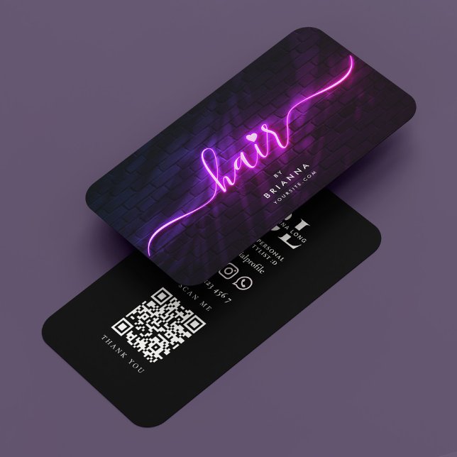 Hårstylist manus Hårstylist Neonlila  Visitkort (Hair Stylist Script Hairstylist Neon Purple Business Card
)