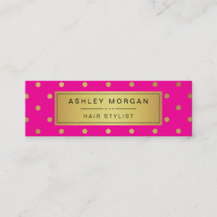 Hårstylist Mini Card - Rosa Vitguld Prickar Visitkort