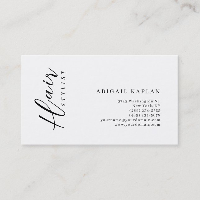 Hårstylist Modern Minimalist Elegant Enkel Visitkort (Framsida)