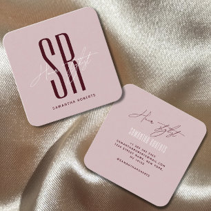 Hårstylist moderna blå monogram initialer fyrkantigt visitkort