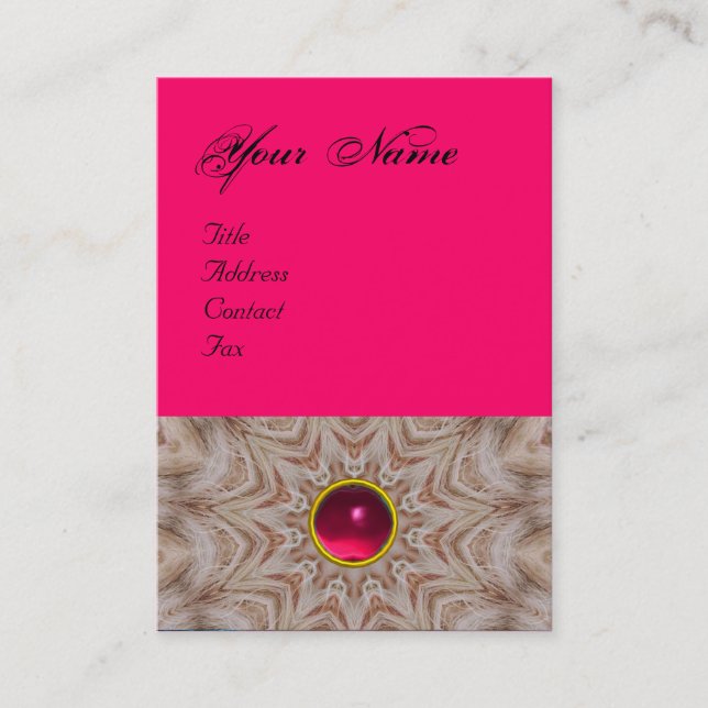 HÅRSTYLIST monogram, röd rosa rubin, svart Visitkort (Framsida)