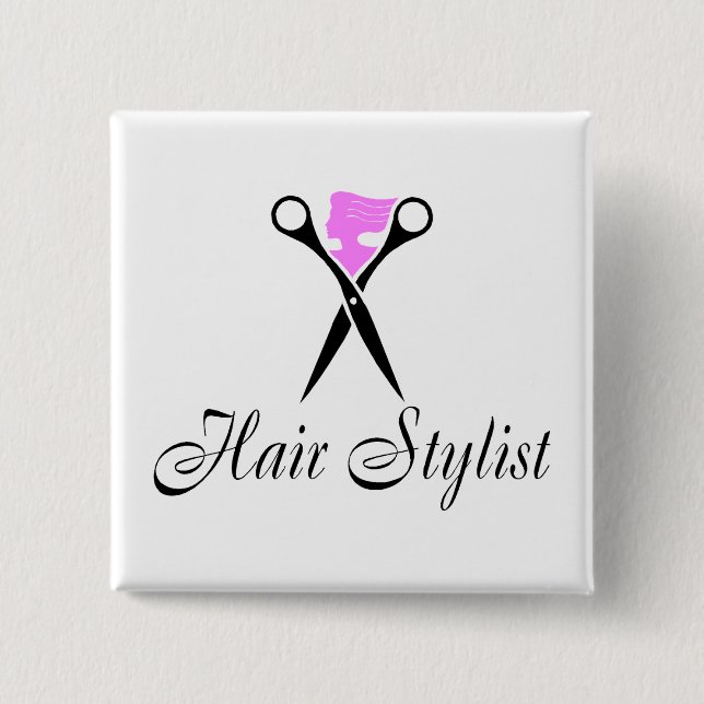 Hårstylist (Rosa/sax) Knapp (Framsida)