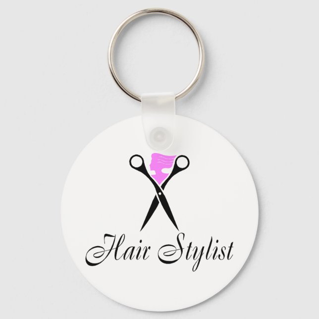 Hårstylist (Rosa/sax) Nyckelring (Framsida)