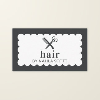Hårstylist Salon Chic Onyx Svart Scalloped Ram Visitkort
